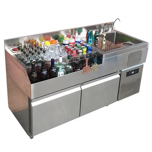 OEM station multifonctionnelle de bar à cocktails en acier inoxydable style bar réfrigérateur plan de travail caractéristiques électriques station de bar de barman - Product Image 2