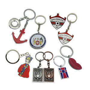 Custom Zinc Alloy Soft Enamel Keyring Cut Shape 3D Design Ceramic Painted Embossed Logo Metal Keychain