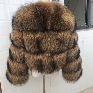 2022 abrigo de talla grande invierno cálido mujer abrigo de piel de mapache Natural chaqueta de piel de zorro Real para damas - Product Image 3