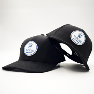 Casquette de baseball de performance perforée à 6 panneaux, imperméable, en tissu Dobby, motif fruits, avec logo personnalisé en patch de caoutchouc polyester - Product Image 4