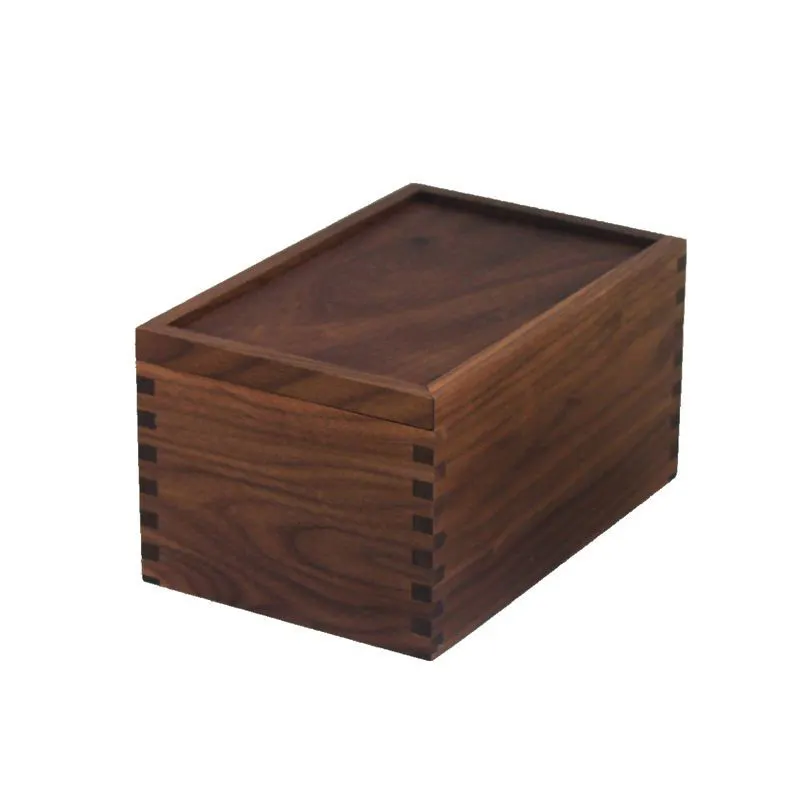 Handmade Luxury Walnut Photo Storage Memory Box Wooden Slide Top Boxes