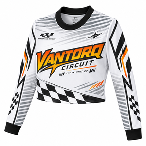 Womens Moto <b>Crop</b> Jersey <b>Long</b> <b>Sleeve</b> <b>Mesh</b> Shirt Sublimation Print Motorsport Racing Streetwear Breathable Comfortable Polyester - Product Image 6