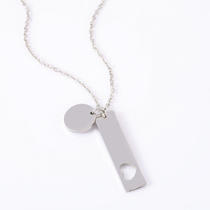 <span class=keywords><strong>Collana</strong></span> in Acciaio Inossidabile <span class=keywords><strong>con</strong></span> Piccolo Cerchio a Cuore Traforato, Etichetta Vuota per Incisione Laser, Logo e Stampa a Colori - Product Image 6