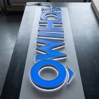 Lettres LED Halo Lit personnalisées en acier inoxydable miroir, lettres 3D illuminées en acrylique pour la décoration murale de la réception de bureau