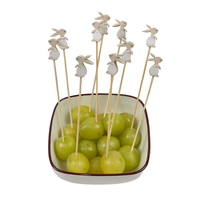 100 pièces bois couleur lapin bambou brochette naturel jetable alimentaire bâton cure-dents pour apéritifs