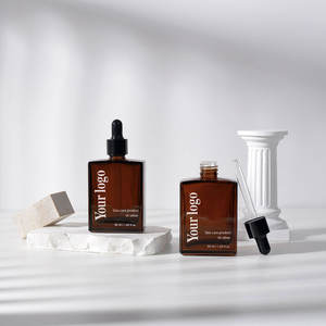 Toptan kare uçucu yağ <span class=keywords><strong>Serum</strong></span> şişeleri 15ml 30ml 50ml 100ml Amber şeffaf cam damlalık şişe ile ambalaj kutusu - Product Image 1