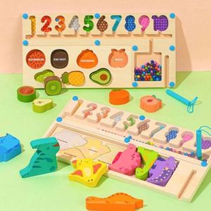 CPC CE Blocs de numérotation pour enfants, jeu éducatif précoce de tri et de comptage, labyrinthe de perles, planche d'activités d'apprentissage - Product Image 1
