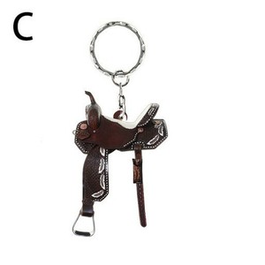 Hot Selling <strong>Personalized</strong> Western Cowboy Style Saddle Shaped Keychain Acrylic Flat Pendant Decoration for <strong>Men</strong> Women Made Plastic