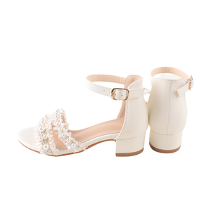<span class=keywords><strong>Sandali</strong></span> principessa <span class=keywords><strong>bambina</strong></span> bianco perla con fibbia alla caviglia tacco basso scarpe per festa nuziale con suola morbida 2025 all'ingrosso - Product Image 3