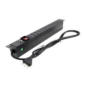 Zwart Aluminium 19 inch 1.0u 12 manieren 3pin Italiaanse stopcontact rack pdu