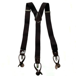 Factory Direct Sale Y-Stil Handmade <span class=keywords><strong>Brown</strong></span> Farbe Echte Herren Original Split Leder Hosenträger - Product Image 1