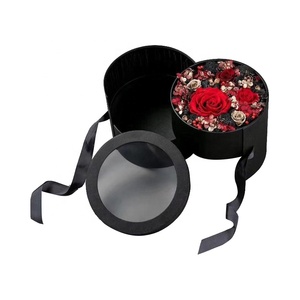 Hot Bán Xi Lanh Florist Hộp Di Động Màu Đen Vòng Hoa Hat Hộp Hoa Hộp Quà Tặng Với Cửa Sổ Rõ Ràng - Product Image 5