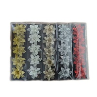 Fleurs de Poinsettia de Noël en plastique pailleté faites à la main de haute qualité Eden, 1 couleur, creuses, pour décorations d'arbre, couronnes DIY, fêtes et maison