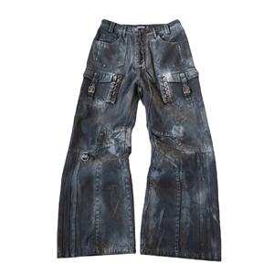 Pantalones Vaqueros Rectos con Tirantes para Hombre, Estilo Urbano, Paneles <span class=keywords><strong>de</strong></span> Mezclilla, 100% Poliéster, Pantalones con Tirantes Industriales, Marca DiZNEW - Product Image 1
