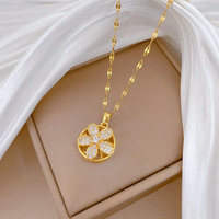 Kalung Resin Mewah Elegan Desain Bunga Lima Kelopak Berputar Rantai Klavikula Serbaguna Rantai Bambu Sporty Wanita