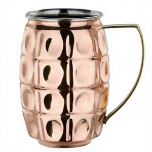 Taza de cobre moderna con tapa, Diseño de cilindro ecológico de 201-300ml para bebidas, decoración de barra de cocina estilo mula de Moscú - Product Image 1