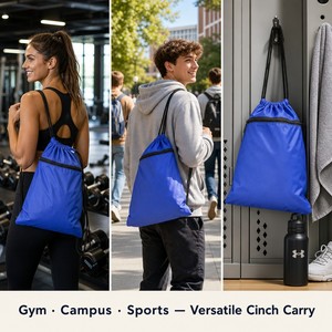 Sac à dos unisexe personnalisé avec fermeture éclair, idéal pour le sport et la gym, en polyester et nylon, avec housse à chaussures portable, logo jaune moyen MY4761, pour le shopping - Product Image 4