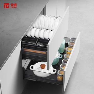 Panier de rangement coulissant pour armoire de cuisine TIANYI CFXLL3273 - Résistant à l'eau, facile à nettoyer, en panneau de cristal de carbone, forme oblongue, pour vaisselle - Product Image 1