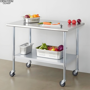 <span class=keywords><strong>NSF</strong></span>-Zertifizierte Hochbelastbare Edelstahl-Werkbank 2 Regale Stapelbar Korrosionsbeständig Abnehmbare Kücheninseln und -wagen - Product Image 2