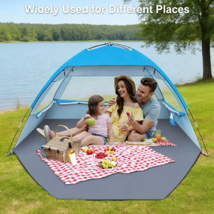 Tente de plage pliable ultralégère en fibre de verre DAVY AZP010, abri d'été pop-up pour l'extérieur, 3000+ mm, imperméable, deux chambres, livraison immédiate - Product Image 2