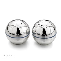 Accessoires de table de luxe en alliage de zinc couleur argent, design football, écologiques, pour sel et poivre, usage domestique
