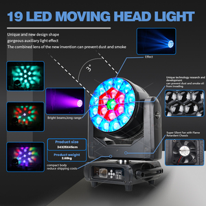 19x40w mắt ong RGBW 4-in-1 zoom di chuyển đầu rửa ánh sáng DMX512 cabezal movil <span class=keywords><strong>LED</strong></span> Lyre chùm Disco Luces DJ di động hiệu ứng sân khấu - Product Image 3