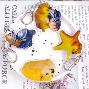 Yeni Kuso Akita köpek karikatür akrilik anahtarlık sevimli komik Funny köpek küçük kırmızı kitap sırt çantası kolye anahtarlık - Product Image 3