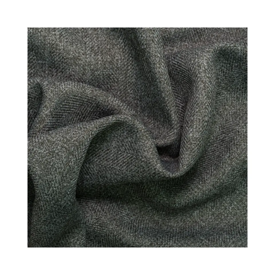 Customized 300D Imitated Wool Melange Cationic Herringbone Jacquard Polyester Fabric for Outerwear