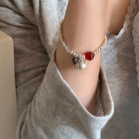 Bracelet en argent sterling S925 avec agate rouge et kaki pour femme, bijou de luxe vintage tissé à la main, cadeau de mode pour amies