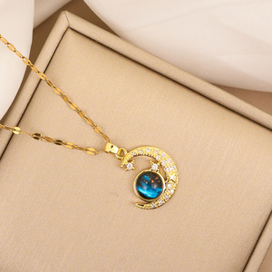 <span class=keywords><strong>Collar</strong></span> Planeta Azul Delicado con Circonita Planeta Saturno Espacio Tierra Globo en la Luna Novedad en Joyería - Product Image 4