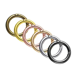 Factory Custom Logo Zinc Alloy Gold Metal Spring Open Gate Ring O Ring All Size Available Carabiner Buckle For Handbag Hardware