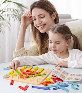 Geometrical Figures Shape Color Pegboard Sorter Set Montessori <b>Puzzle</b> Creative Board With Pattern Cards - Product Image 5