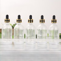 Botol tetes kaca kosmetik, khusus mewah 60ml/100ml untuk Serum perawatan kulit dengan Sablon