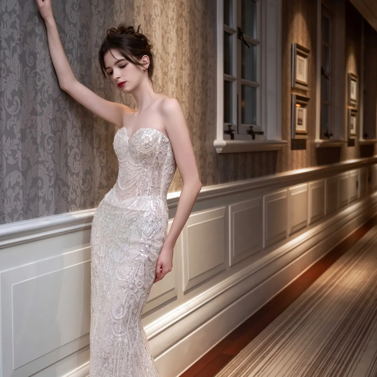 reception dress beaded Lara Women's Fringe Bridal Reception Dress main image 1