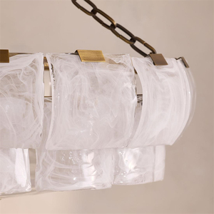 Design moderno Alessio in ottone lampada a sospensione Semi-filo con montaggio a soffitto a due livelli lampadario rotondo - Product Image 3