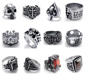 316l Roestvrijstalen Koperen Ringen Voor Mannen Veel Groothandel Gothic Ring Aanbod Verscheidenheid Van Biker Skull Ringen Sieraden Accessoires