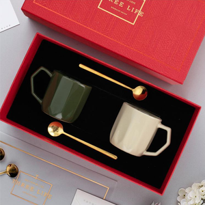 Vente en gros de tasse en céramique diamantée au design rétro simple tasse à café vert foncé - Product Image 5