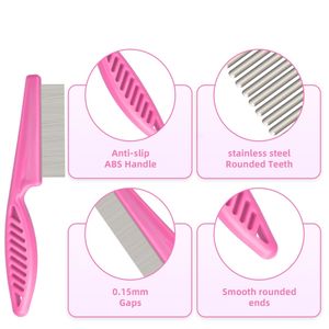 Venta al por mayor de mascotas, peine para piojos y pulgas, peine para acicalamiento de perros, peines para garrapatas de acero inoxidable, Juego de cepillos para quitar piojos para perros y gatos - Product Image 4