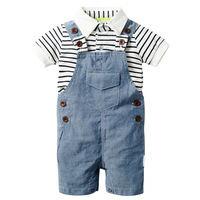 Ensemble de Vêtements Formels d'Été pour Bébés Garçons en Gros – T-shirt à Manches Courtes et Barboteuse 100% Coton – Personnalisation du Logo Printemps