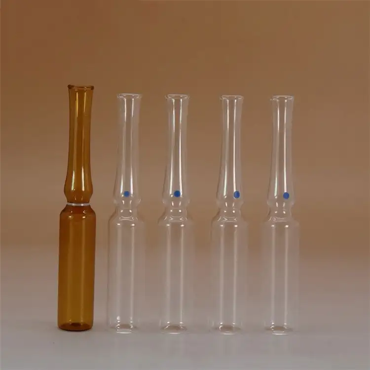 Mini botella ampolla de vidrio para medicina de inyección ámbar, 1ml, 2ml