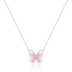 Collana a catena in oro 18K con motivo a <span class=keywords><strong>farfalla</strong></span> <span class=keywords><strong>rosa</strong></span> con zirconi 42 + 5cm collana alla moda in ottone per regalo N0716 - Product Image 4