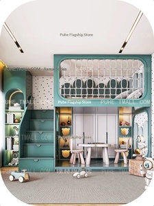 <span class=keywords><strong>Letto</strong></span> singolo per bambino in legno massello da 135 cm <span class=keywords><strong>con</strong></span> armadio <span class=keywords><strong>sotto</strong></span> e rete in corda - Nuovo stile 2026 - Product Image 5