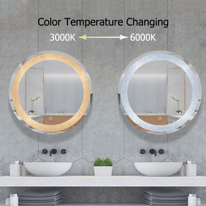 Espejo de <span class=keywords><strong>Baño</strong></span> Redondo Moderno de Tamaño Personalizado, Espejo con Iluminación para Baños con Tira de Luz de Tres Colores de Cristal para Ducha - Product Image 6