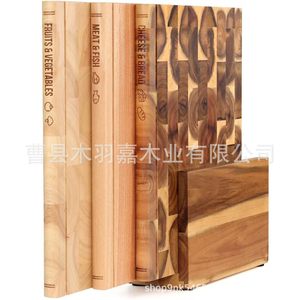 Juego de Tablas de Cortar de Madera de Acacia, 3 Piezas, en Forma de Libro con Soporte, Tabla de Cortar de Madera Maciza para Cocina, Multifuncional, Antiolor - Product Image 5