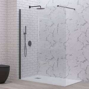 Douche à l'italienne Kamalu moderne 140 cm, profil en métal gunmetal, plateau en verre rectangulaire de 6 mm, cadre en aluminium pour salle de bain à domicile - KW-100GM - Product Image 1