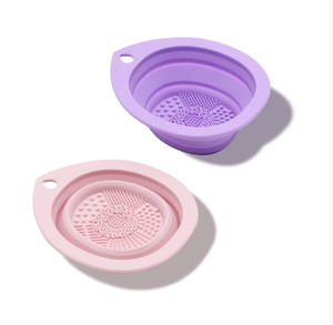 Foldable Silicone <b>Makeup</b> Brush Cleaner Soft Beauty Scrubber <b>Box</b> Powder Puff Cleaning Bowl for Eyeshadow Brushes <b>Makeup</b> Tools - Product Image 1