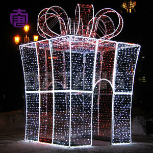 Gold <b>Christmas</b> Gift <b>Box</b> Lights Warm White LED <b>Present</b> Sculpture for Luxury Hotel Mall and Winter Gala - Product Image 2
