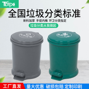 Poubelle ronde en plastique de 10 L avec couvercle à pédale pour intérieur, cuisine, salon, vert et gris - Product Image 5