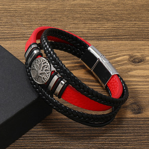 Bracciali Vintage Multistrato Intrecciati con Chiusura in Lega, <span class=keywords><strong>Bracciale</strong></span> in Pelle con Albero della Vita per la Festa del Papà, Regali di Compleanno, Gioielli - Product Image 5