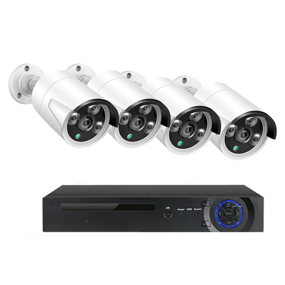 4ch 8ch kanal açık su geçirmez H.265 POE NVR kitleri HD 1080P CCTV IP kamera sistemi ev güvenlik Video PoE kamera sistemi